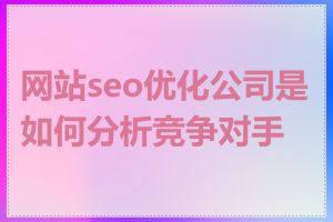 网站seo优化公司是如何分析竞争对手的