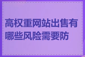 高权重网站出售有哪些风险需要防范