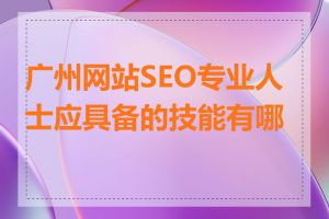 广州网站SEO专业人士应具备的技能有哪些