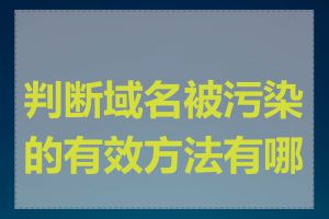 判断域名被污染的有效方法有哪些