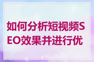 如何分析短视频SEO效果并进行优化