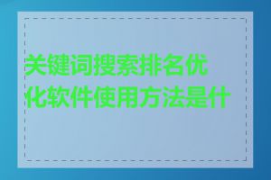 关键词搜索排名优化软件使用方法是什么