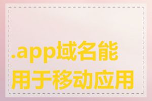 .app域名能用于移动应用吗