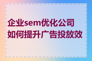 企业sem优化公司如何提升广告投放效果