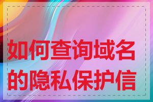 如何查询域名的隐私保护信息