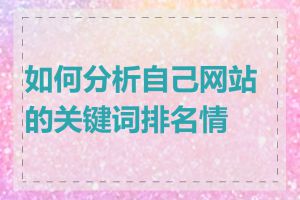 如何分析自己网站的关键词排名情况