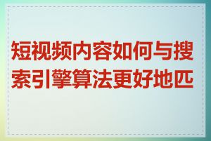 短视频内容如何与搜索引擎算法更好地匹配