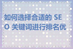 如何选择合适的 SEO 关键词进行排名优化