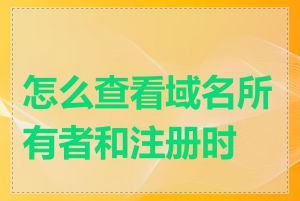 怎么查看域名所有者和注册时间