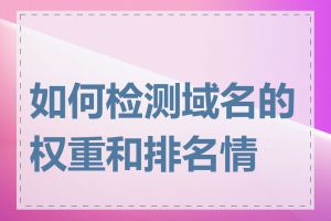 如何检测域名的权重和排名情况