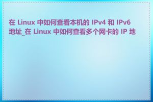 在 Linux 中如何查看本机的 IPv4 和 IPv6 地址_在 Linux 中如何查看多个网卡的 IP 地址