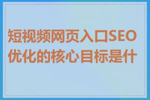 短视频网页入口SEO优化的核心目标是什么