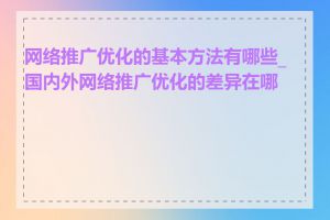 网络推广优化的基本方法有哪些_国内外网络推广优化的差异在哪里