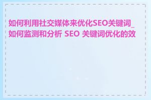 如何利用社交媒体来优化SEO关键词_如何监测和分析 SEO 关键词优化的效果