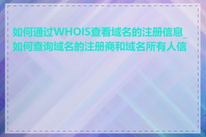 如何通过WHOIS查看域名的注册信息_如何查询域名的注册商和域名所有人信息