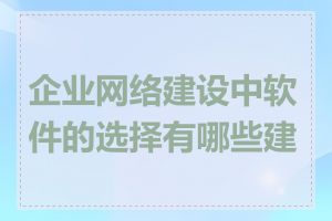 企业网络建设中软件的选择有哪些建议