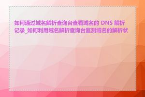 如何通过域名解析查询台查看域名的 DNS 解析记录_如何利用域名解析查询台监测域名的解析状态