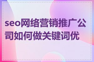 seo网络营销推广公司如何做关键词优化