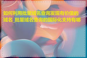 如何利用批量域名查询发现有价值的域名_批量域名查询的国际化支持有哪些