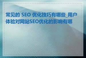 常见的 SEO 优化技巧有哪些_用户体验对网站SEO优化的影响有哪些