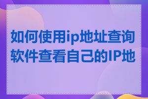 如何使用ip地址查询软件查看自己的IP地址