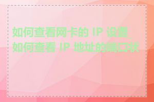 如何查看网卡的 IP 设置_如何查看 IP 地址的端口状态