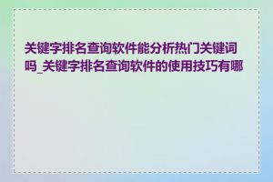 关键字排名查询软件能分析热门关键词吗_关键字排名查询软件的使用技巧有哪些