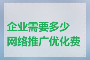 企业需要多少网络推广优化费用