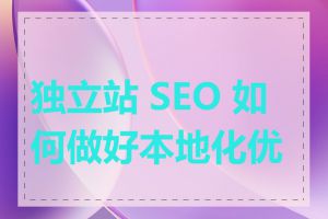 独立站 SEO 如何做好本地化优化