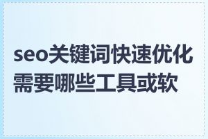 seo关键词快速优化需要哪些工具或软件