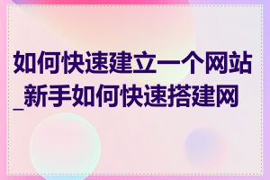 如何快速建立一个网站_新手如何快速搭建网站