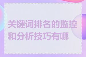 关键词排名的监控和分析技巧有哪些