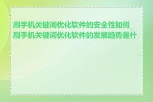 刷手机关键词优化软件的安全性如何_刷手机关键词优化软件的发展趋势是什么