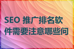 SEO 推广排名软件需要注意哪些问题