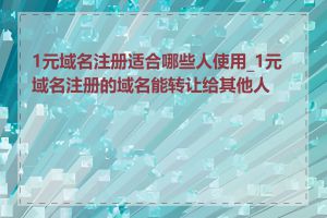 1元域名注册适合哪些人使用_1元域名注册的域名能转让给其他人吗