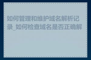 如何管理和维护域名解析记录_如何检查域名是否正确解析