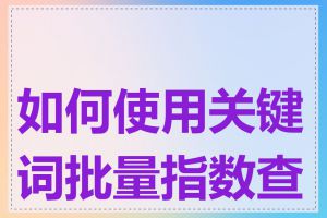 如何使用关键词批量指数查询