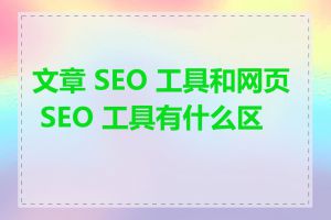 文章 SEO 工具和网页 SEO 工具有什么区别