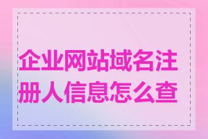 企业网站域名注册人信息怎么查询