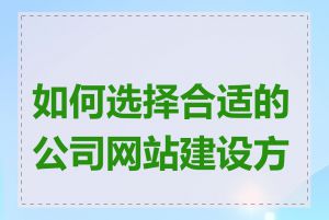 如何选择合适的公司网站建设方案