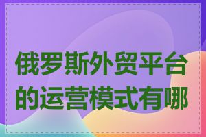 俄罗斯外贸平台的运营模式有哪些