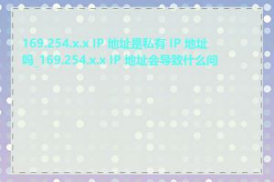 169.254.x.x IP 地址是私有 IP 地址吗_169.254.x.x IP 地址会导致什么问题