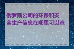 俄罗斯公司的环保和安全生产信息在哪里可以查看