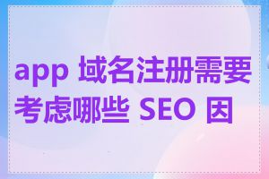 app 域名注册需要考虑哪些 SEO 因素