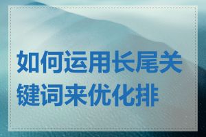 如何运用长尾关键词来优化排名