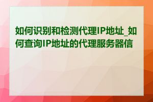 如何识别和检测代理IP地址_如何查询IP地址的代理服务器信息