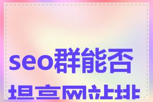 seo群能否提高网站排名