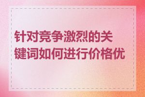 针对竞争激烈的关键词如何进行价格优化