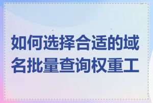 如何选择合适的域名批量查询权重工具