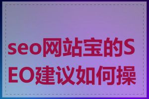 seo网站宝的SEO建议如何操作